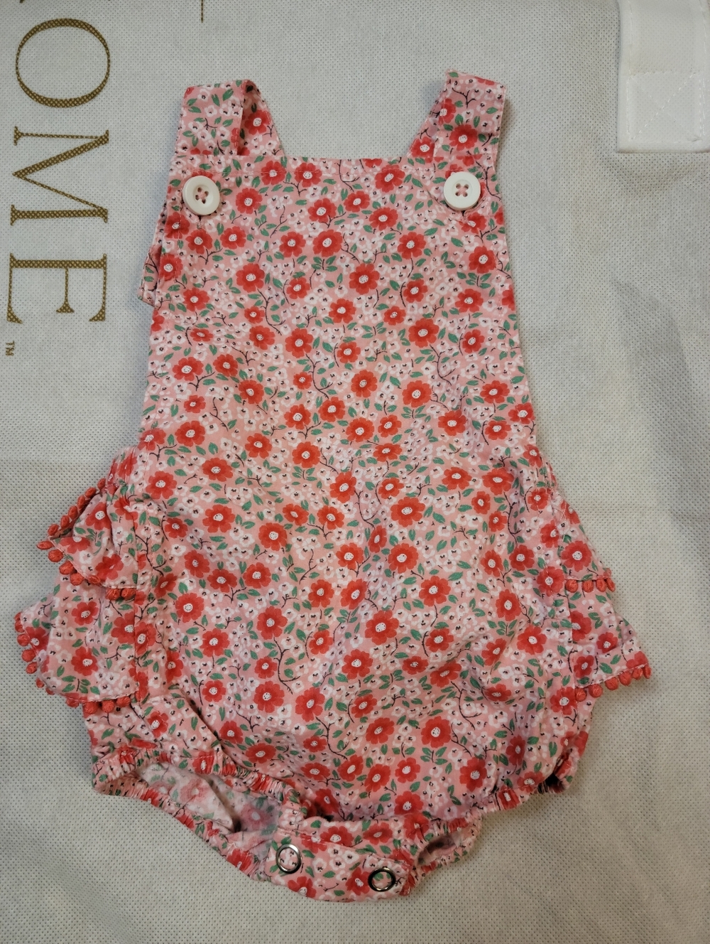 Baby Boden 0-3m Floral Ruffle Butt Bubble
